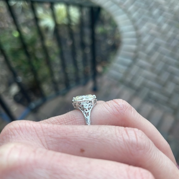 Antique 1920’s Moissanite engagement ring (Incredible). - Picture 13 of 14